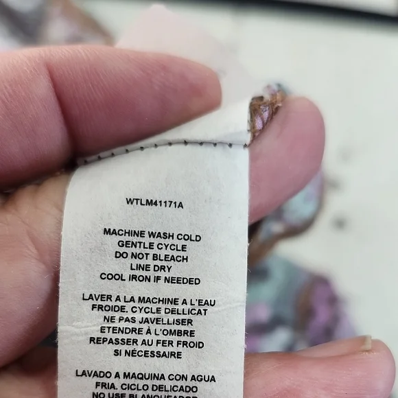 Wrangler Paisley Peasant Top Purple Turquoise Tie Neck Womens SZ L - Picture 7 of 7